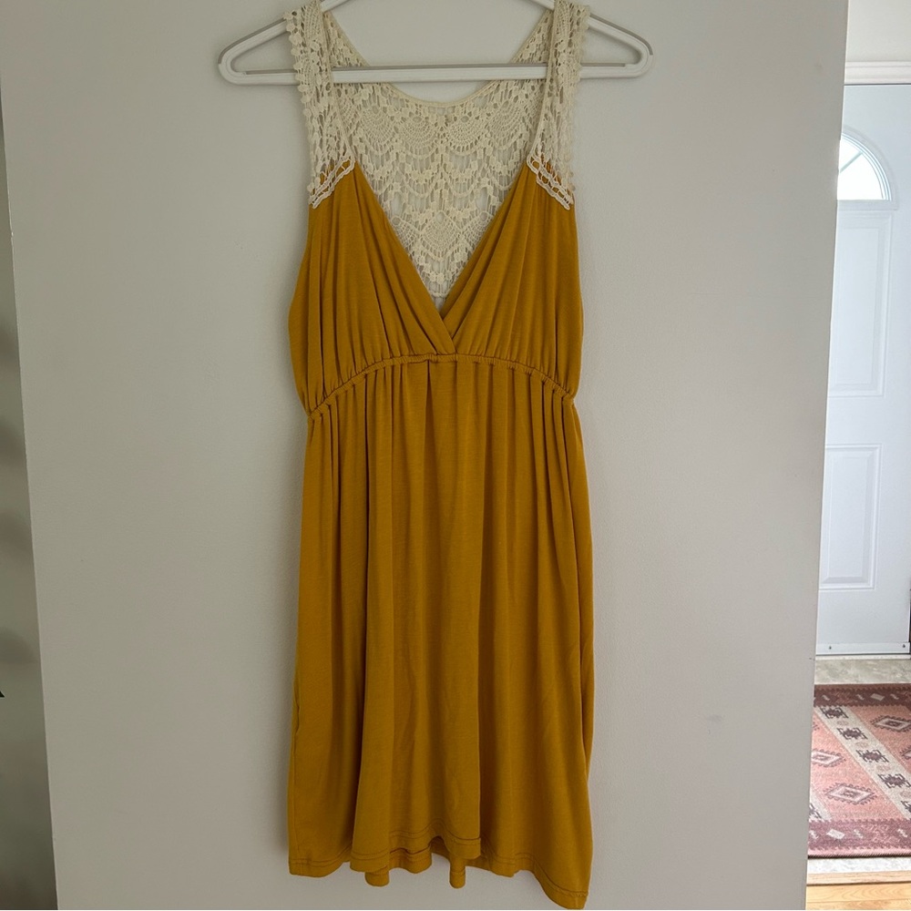 Mustard Yellow Sleeveless V-Neck Sundress